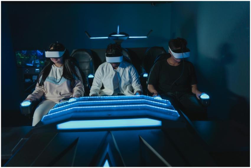 A diverse group experiencing immersive virtual rea