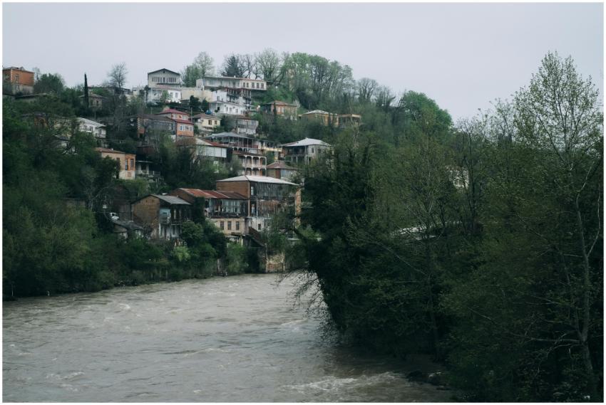 Charming hillside houses in Kutaisi overlooking a