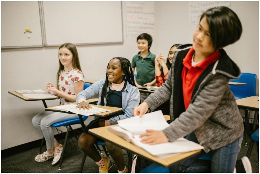 A group of diverse students actively participating