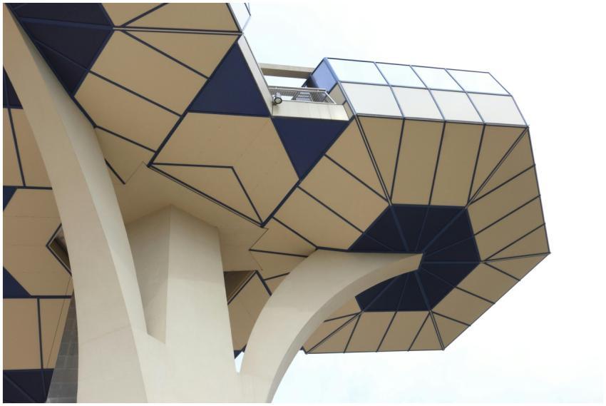 Modern architectural structure highlighting geomet