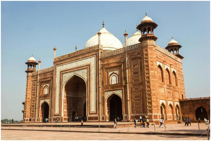 Iconic mosque near the Taj Mahal in Agra, showcasi