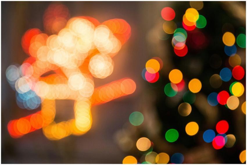 Vibrant out-of-focus holiday lights creating a fes