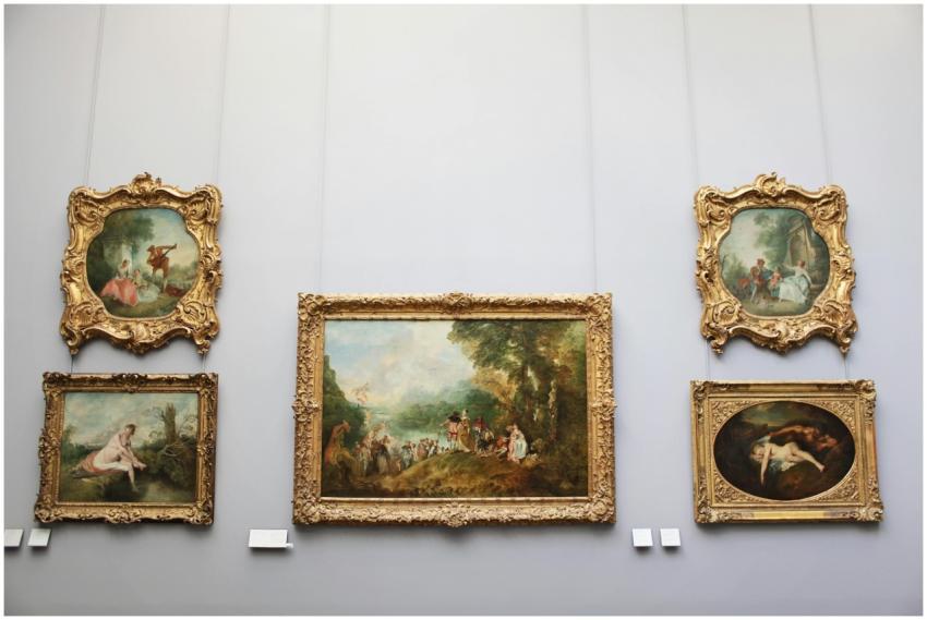 A collection of baroque paintings displayed in a P