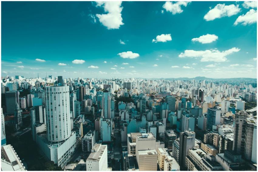 Expansive aerial view of Sao Paulo showcasing skys