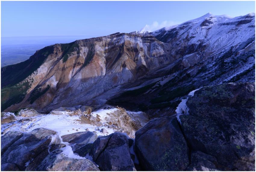 Breathtaking winter view of Kamikawa's mountain ra
