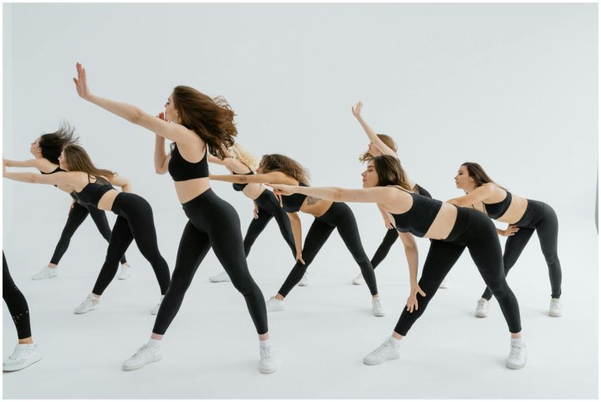 Group of women performing a dynamic dance routine