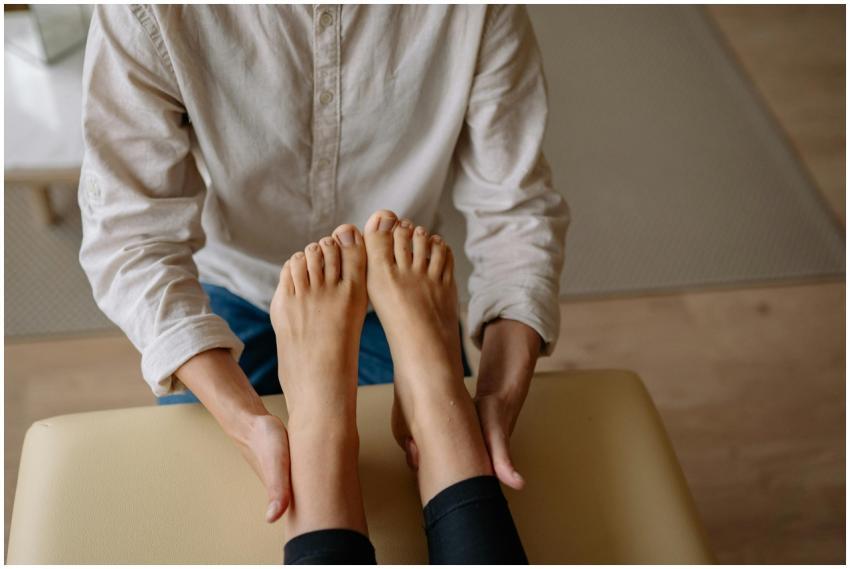 Close-up of a professional foot massage performed