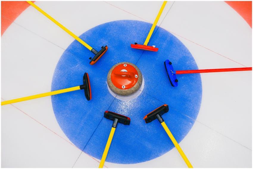 A vibrant image showcasing a curling stone surroun
