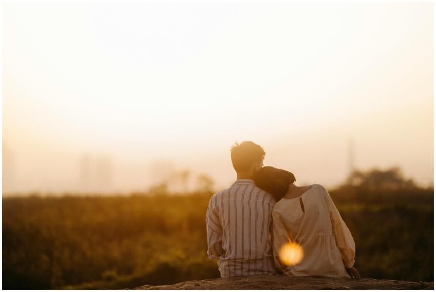 A couple enjoys a serene moment together during a