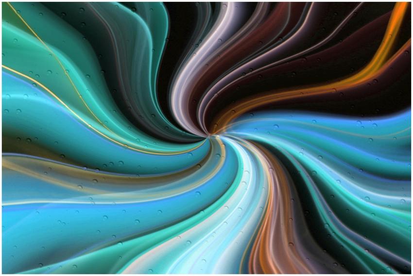 Vibrant swirling abstract texture with blue, green