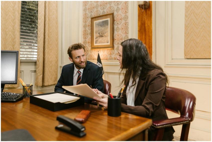 Two professionals engaged in a business discussion