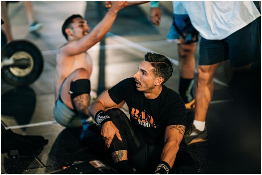 Athletes engaged in a high-energy CrossFit workout