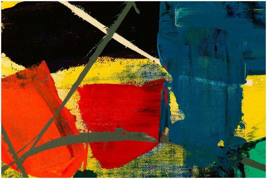 Dynamic abstract painting with bold colors and tex