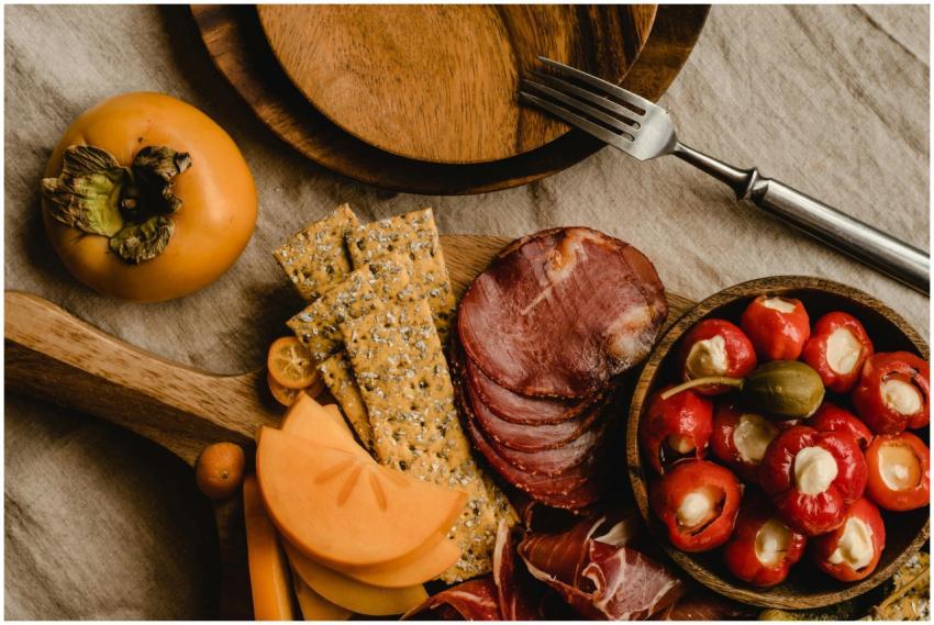 Explore a beautifully arranged charcuterie board f
