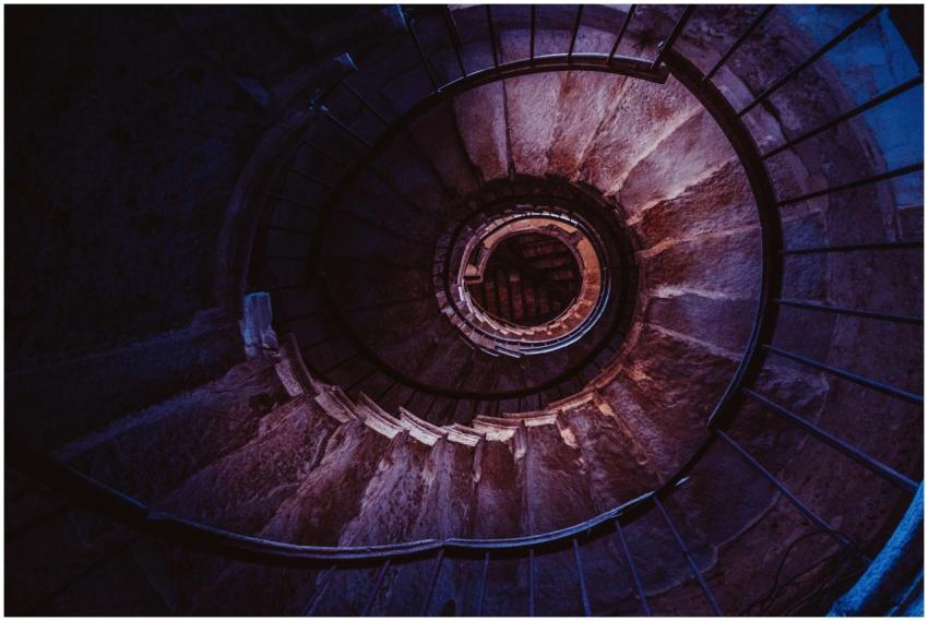 Captivating view of a spiral staircase, showcasing