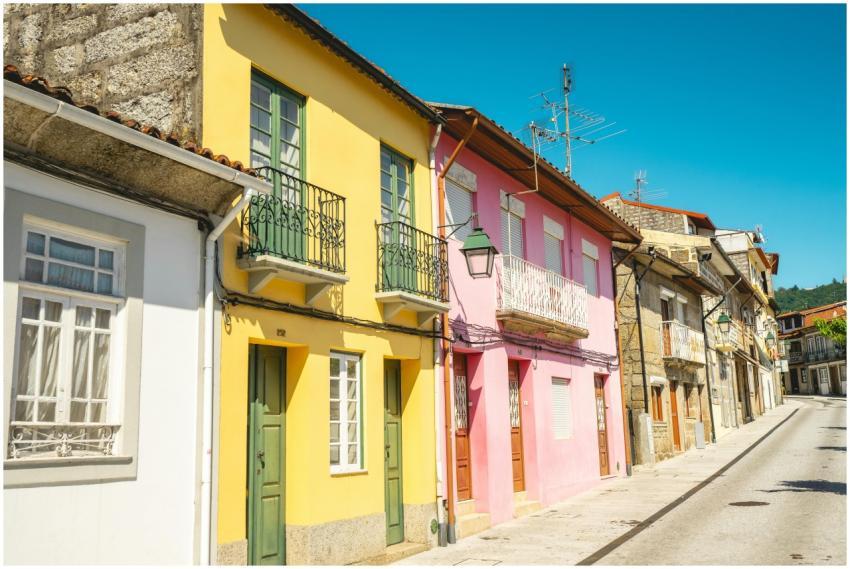 Charming colorful houses in the historic town of G