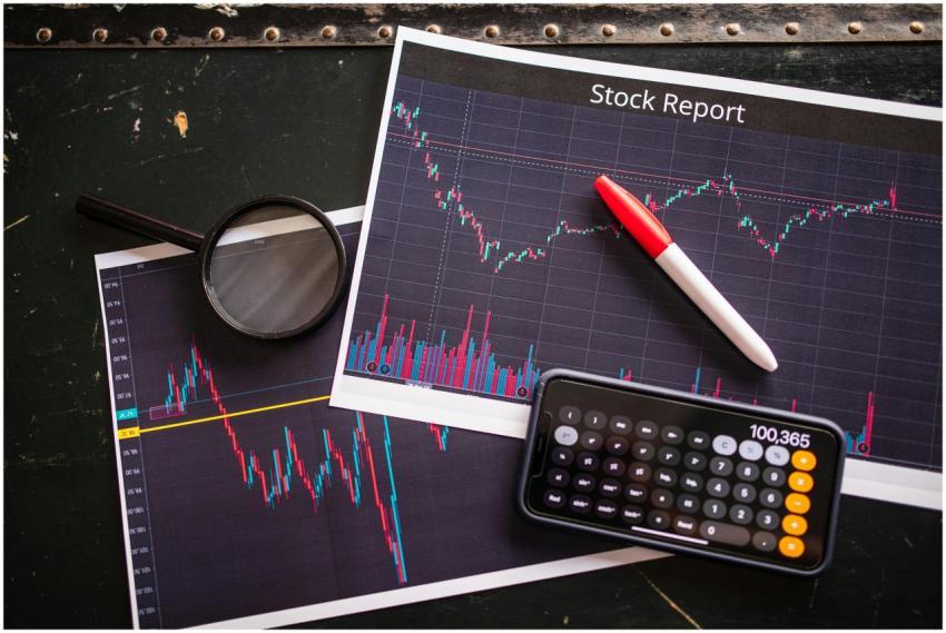 Stock report with charts, calculator, and magnifyi