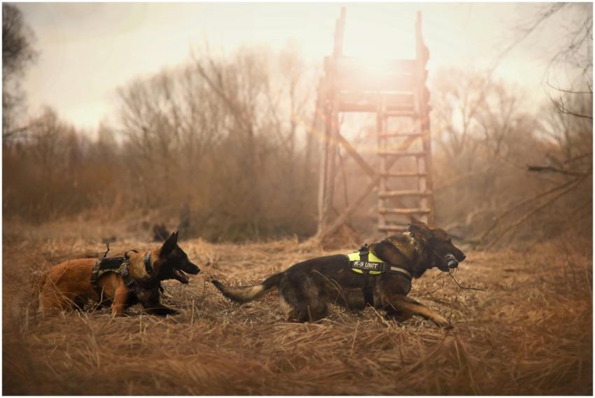 German Shepherd dogs running energetically in a gr