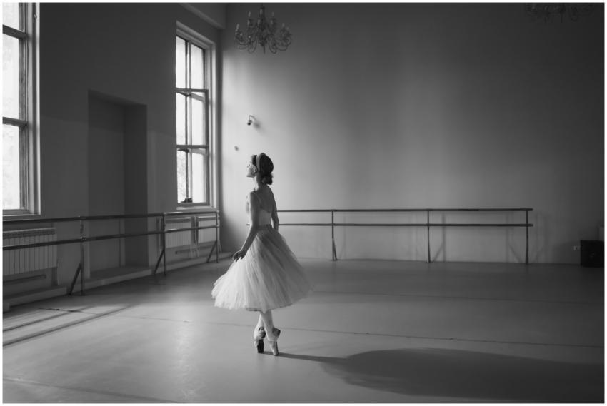 Graceful ballerina captured in a monochrome ballet