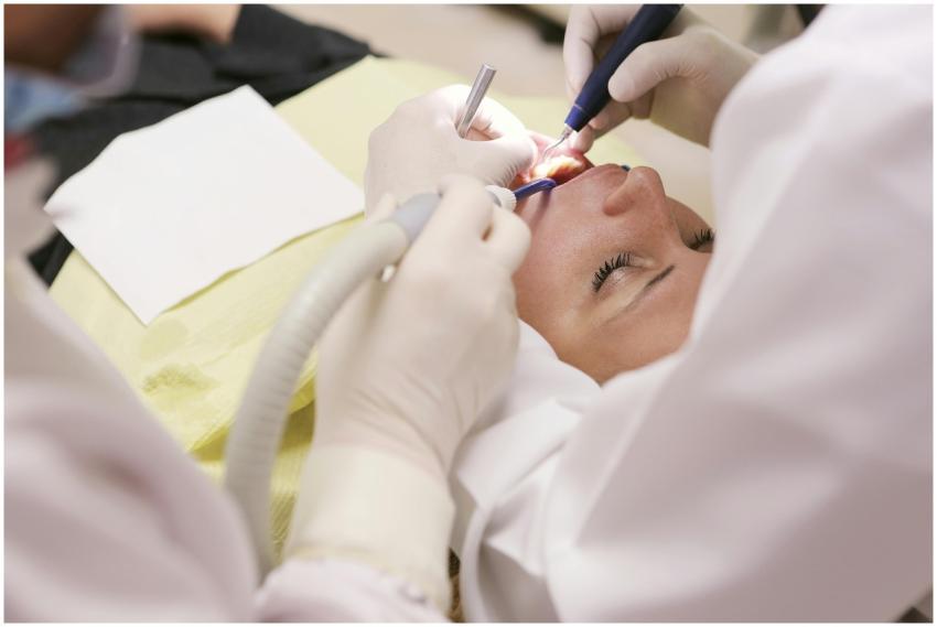 Close-up of a dentist performing a dental procedur