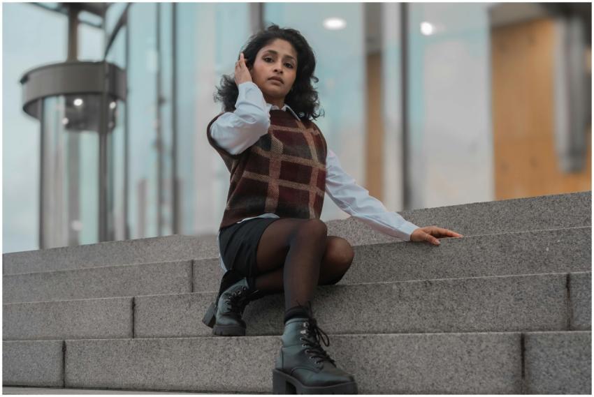 Stylish Young Girl Sitting