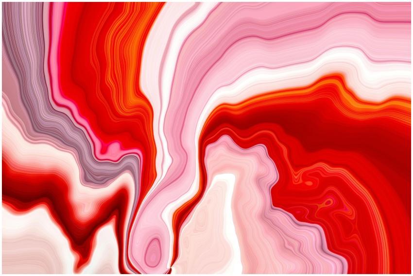 Dynamic abstract art featuring vibrant red and whi