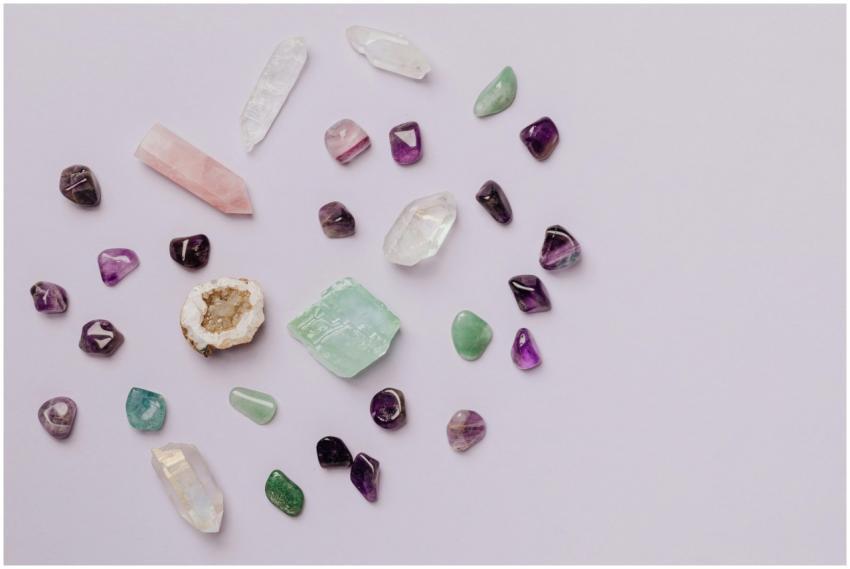 A collection of various crystals and gemstones arr
