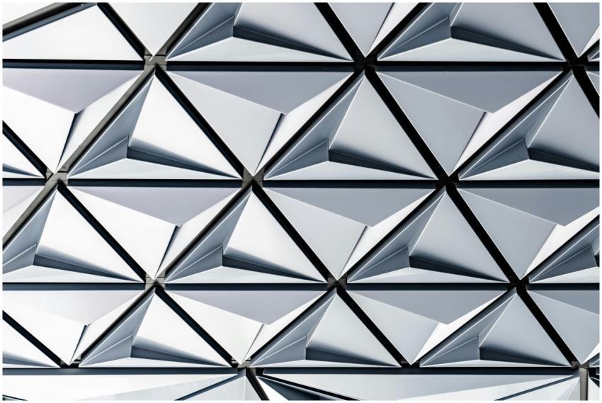 Futuristic silver geometric pattern on a modern bu