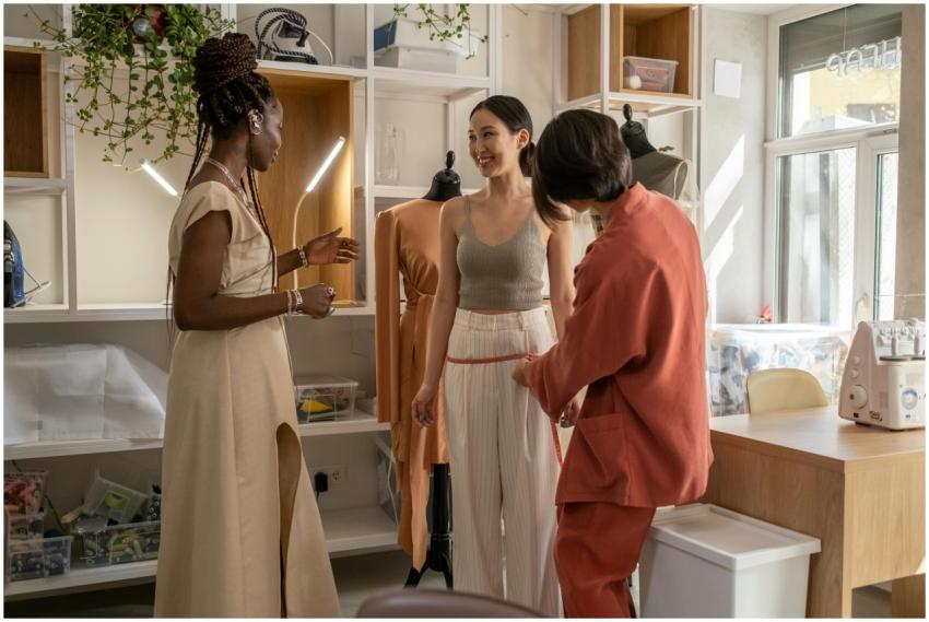 Three designers working together in a fashion stud