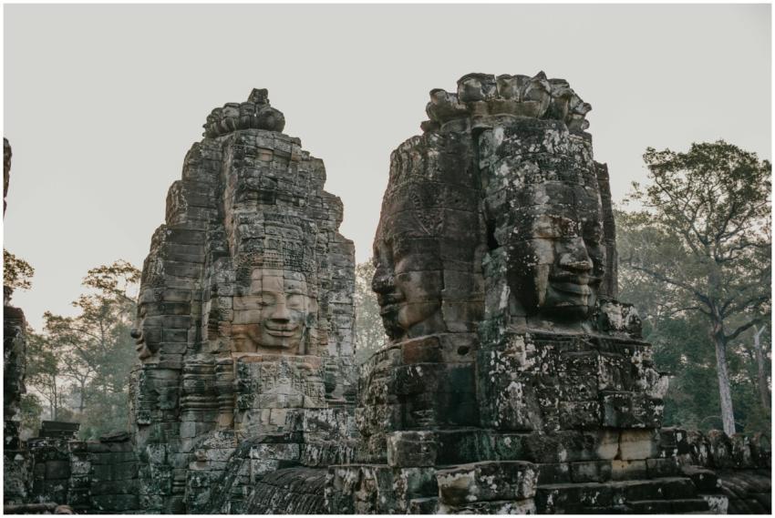Explore the ancient stone carvings of Bayon Temple