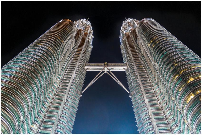Stunning low-angle shot of the iconic Petronas Tow