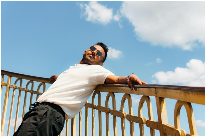 Relaxed Man Sunglasses Leaning