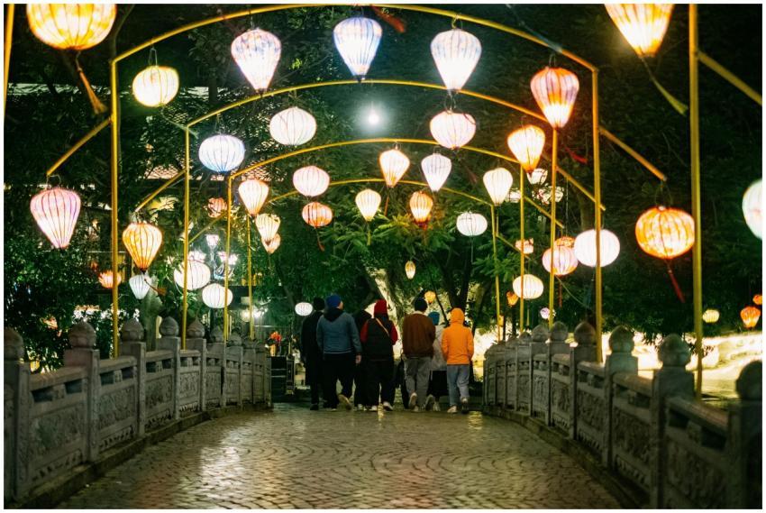 Night Stroll Under Lantern