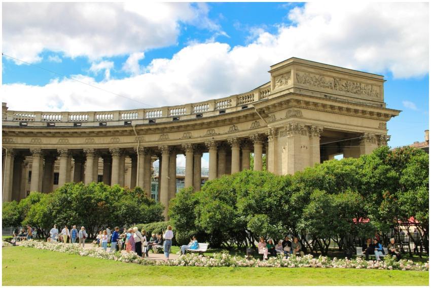 Elegant colonnade with architrave in St. Petersbur