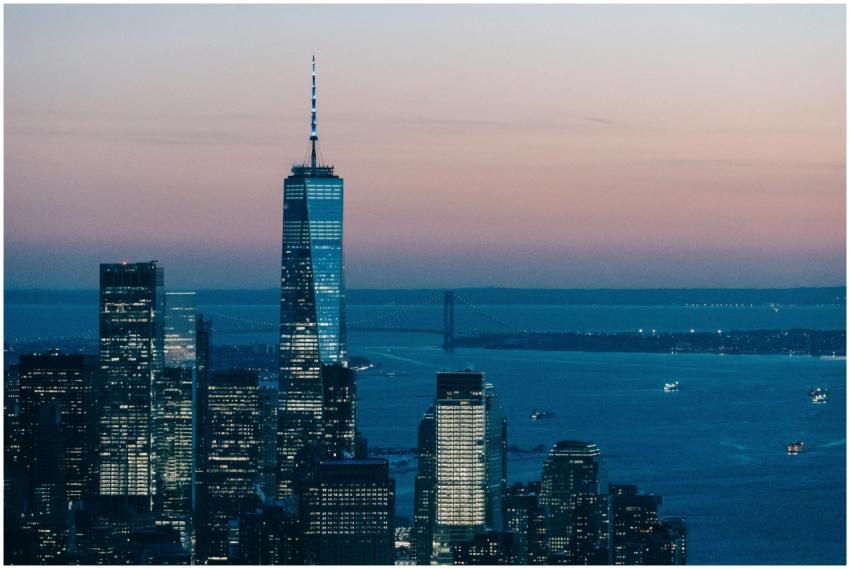 Beautiful view of New York City's skyline at dusk