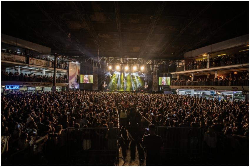 A lively indoor concert with a massive crowd in Sã