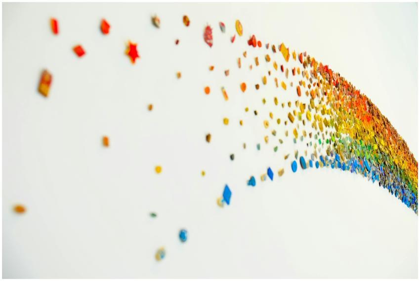 Vibrant abstract rainbow art with colorful shapes