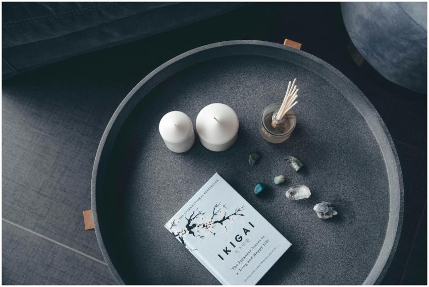 Top view of a serene tabletop setting featuring a