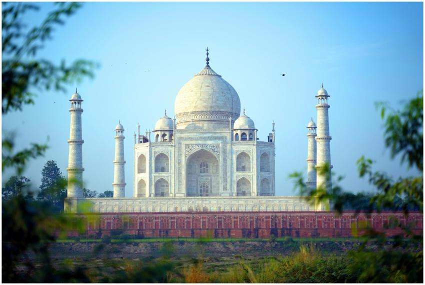 A stunning view of the Taj Mahal, an iconic symbol