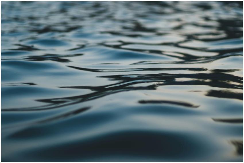 Close-up of gentle ripples on water surface at dus