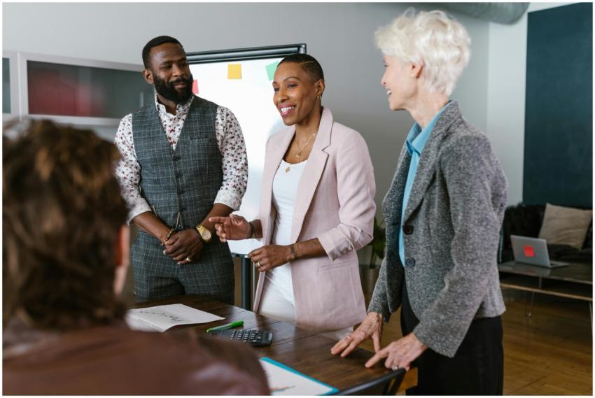 Collaborative business team engaging in a strategi