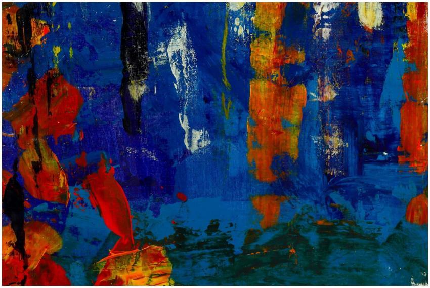 Dynamic and vibrant abstract painting featuring ri