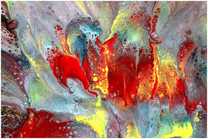 Vibrant abstract art with swirling acrylic paints