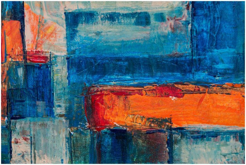 Colorful abstract expressionist painting with bold