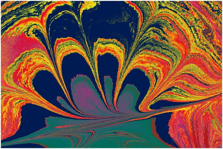 Colorful marbled design with vibrant swirls and pa