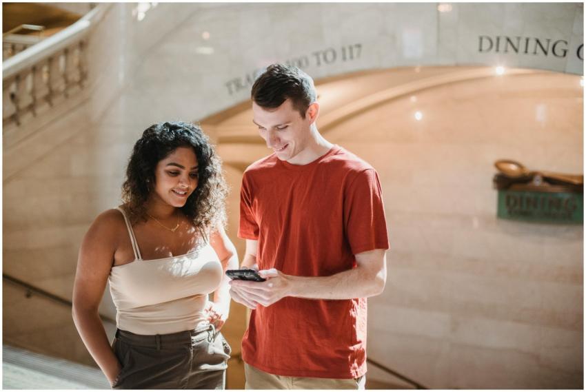 Young couple enjoying time indoors at Grand Centra