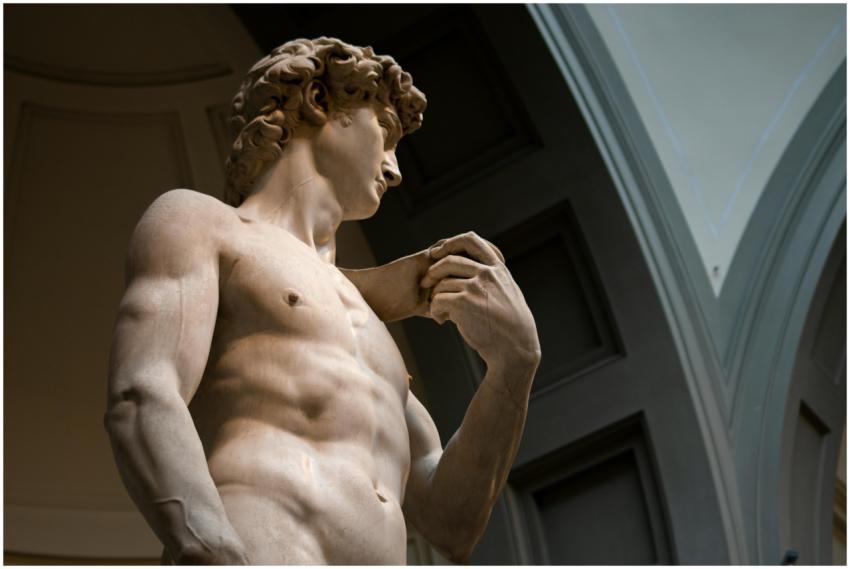 Low angle view of Michelangelo's Statue of David,