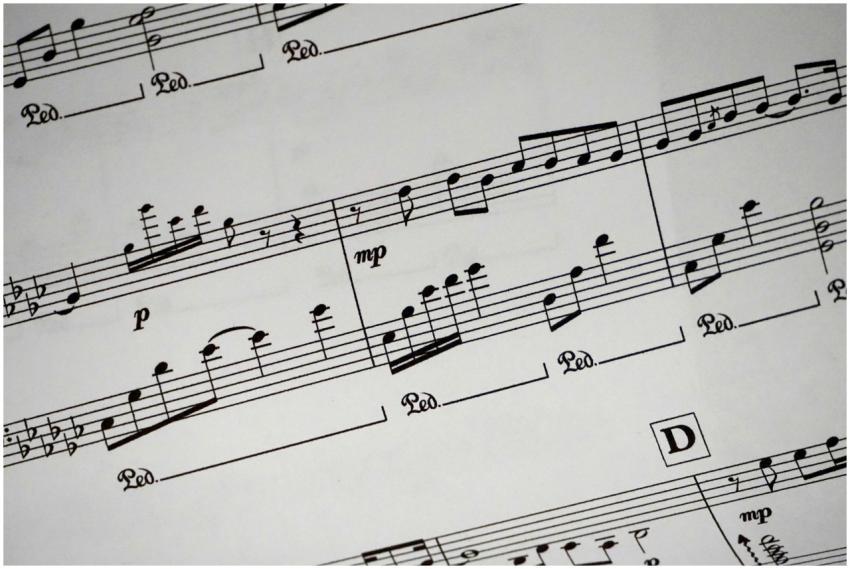 Close-up of a detailed musical sheet showcasing no