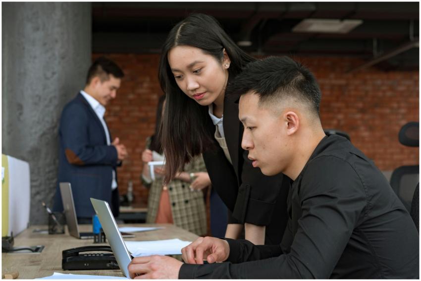 Professionals working together in a modern office