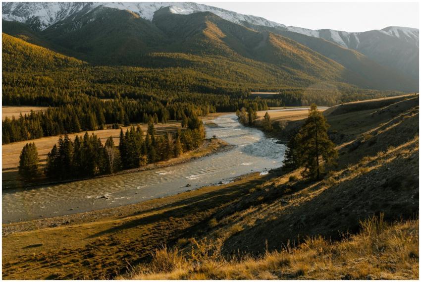 Beautiful landscape of a river winding through for